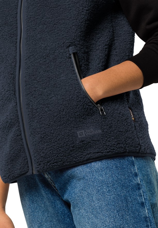 Navy Women Jack Wolfskin High Curl Vest | 28863599