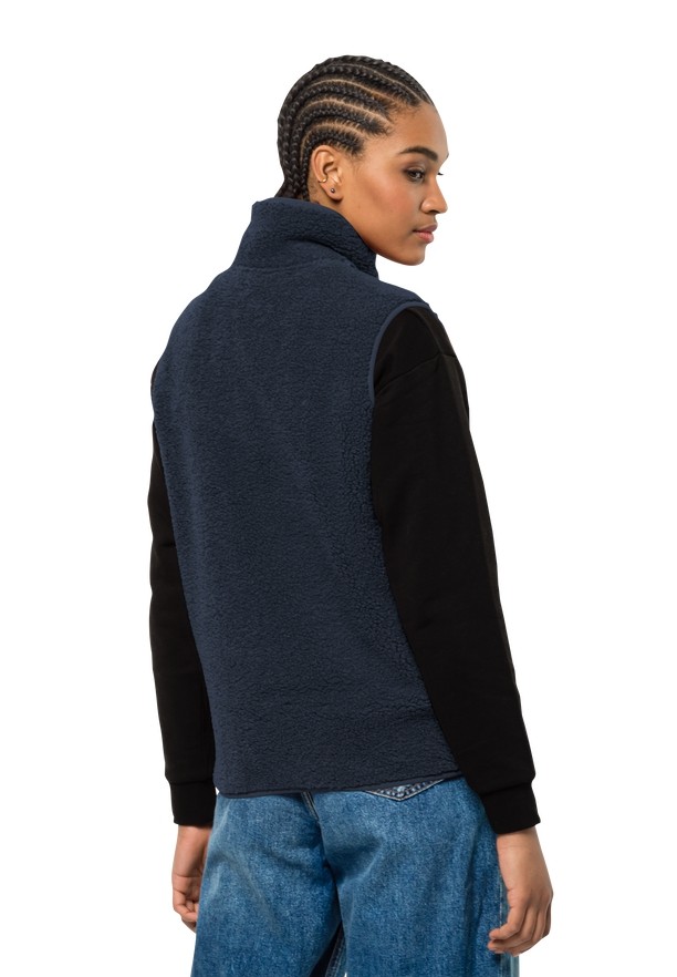 Navy Women Jack Wolfskin High Curl Vest | 28863599