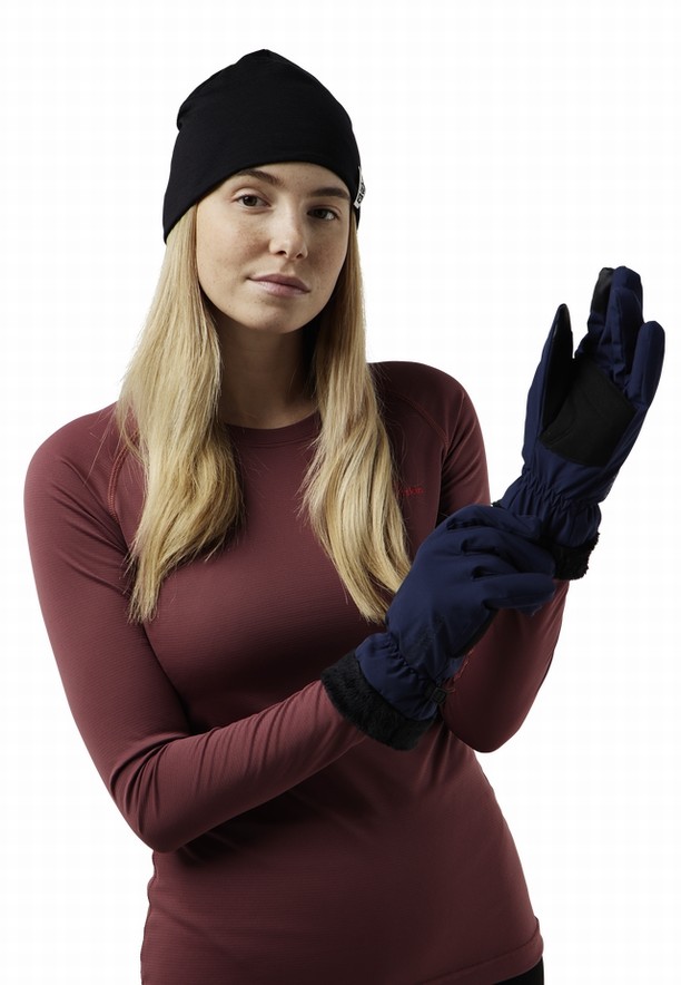 Navy Women Jack Wolfskin Highloft Gloves | 79316017