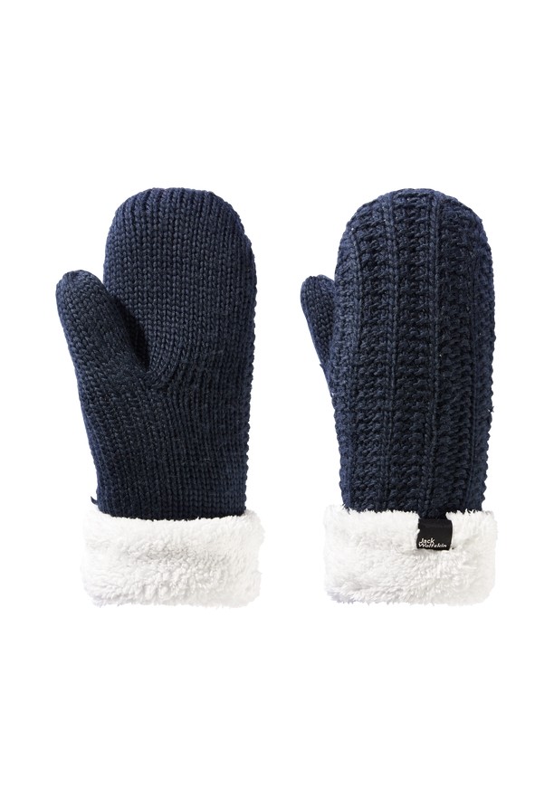 Navy Women Jack Wolfskin Highloft Knit Mittens | 25758645