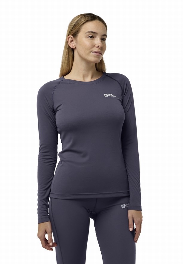 Navy Women Jack Wolfskin Infinite Light Ls T Shirts | 31136966