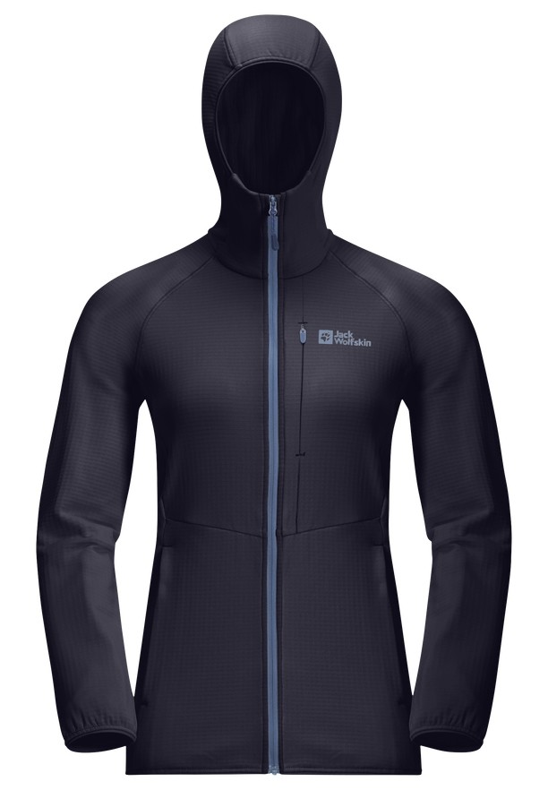 Navy Women Jack Wolfskin Kolbenberg Hooded Fz Fleece Jackets | 42782813