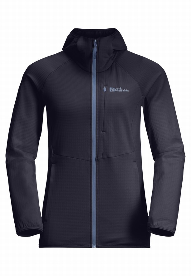Navy Women Jack Wolfskin Kolbenberg Hooded Fz Fleece Jackets | 42782813
