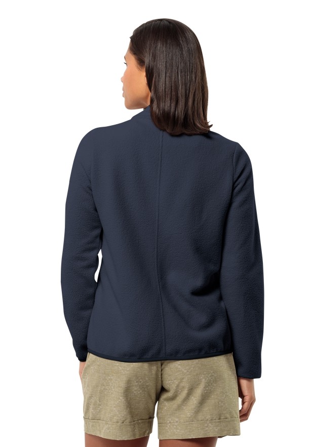 Navy Women Jack Wolfskin Light Curl Fleece Jackets | 39305819