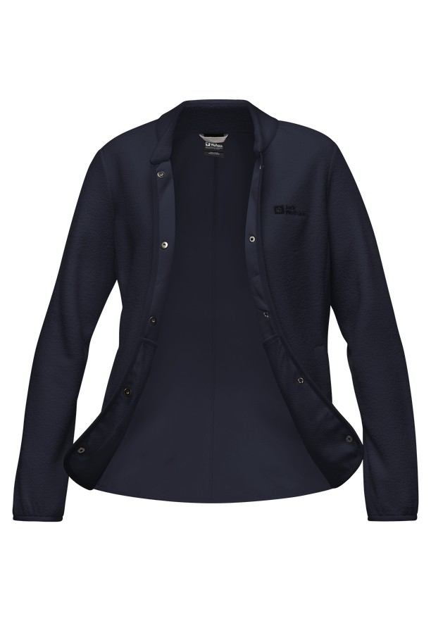 Navy Women Jack Wolfskin Light Curl Fleece Jackets | 39305819