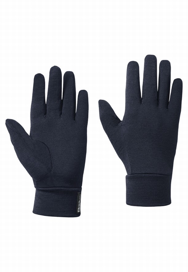 Navy Women Jack Wolfskin Merino Gloves | 81949077