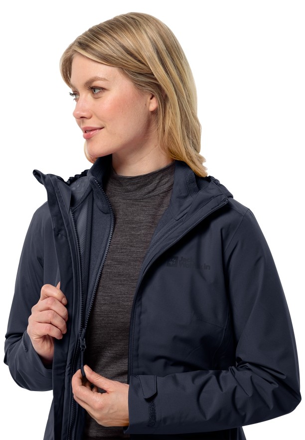 Navy Women Jack Wolfskin Moonrise 3in1 Jackets | 37144530
