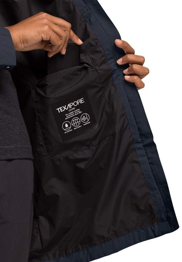 Navy Women Jack Wolfskin Norden Port Raincoat | 12560777