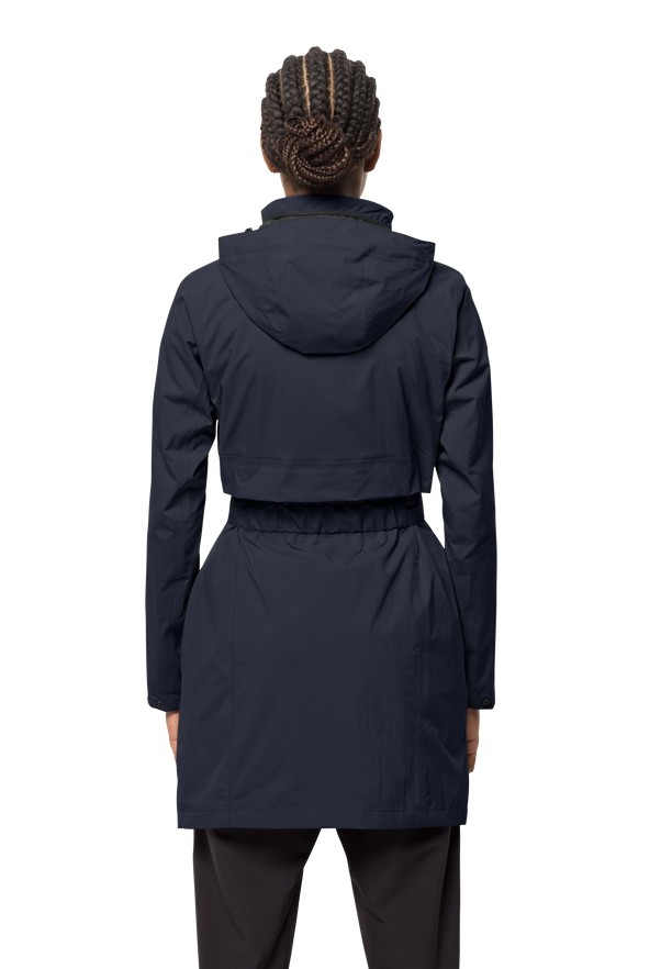 Navy Women Jack Wolfskin Norden Port Raincoat | 12560777