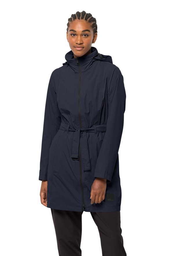 Navy Women Jack Wolfskin Norden Port Raincoat | 12560777