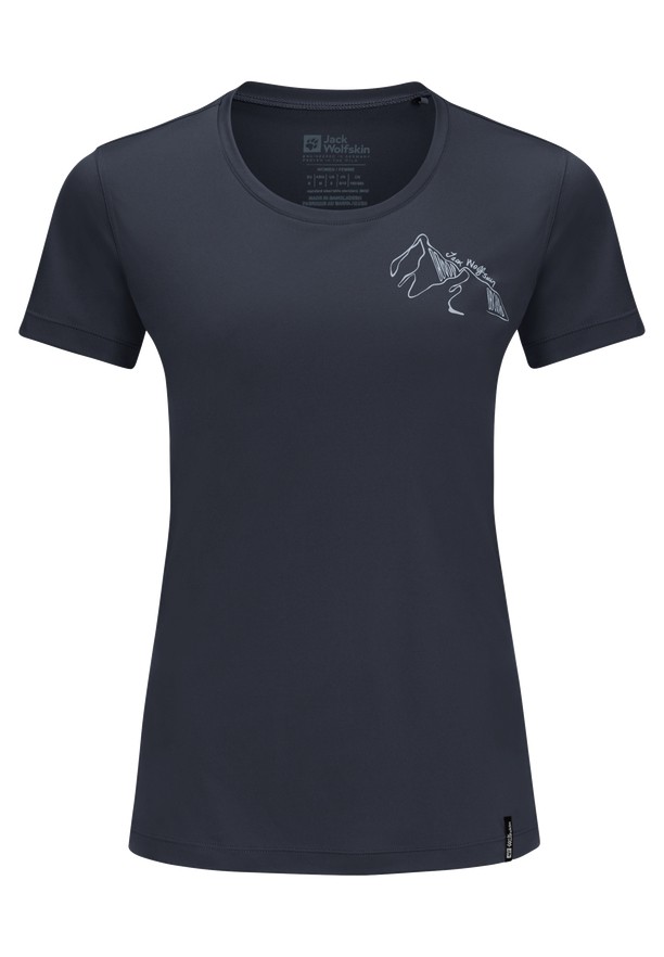 Navy Women Jack Wolfskin Peak Graphic T Shirts | 79272523
