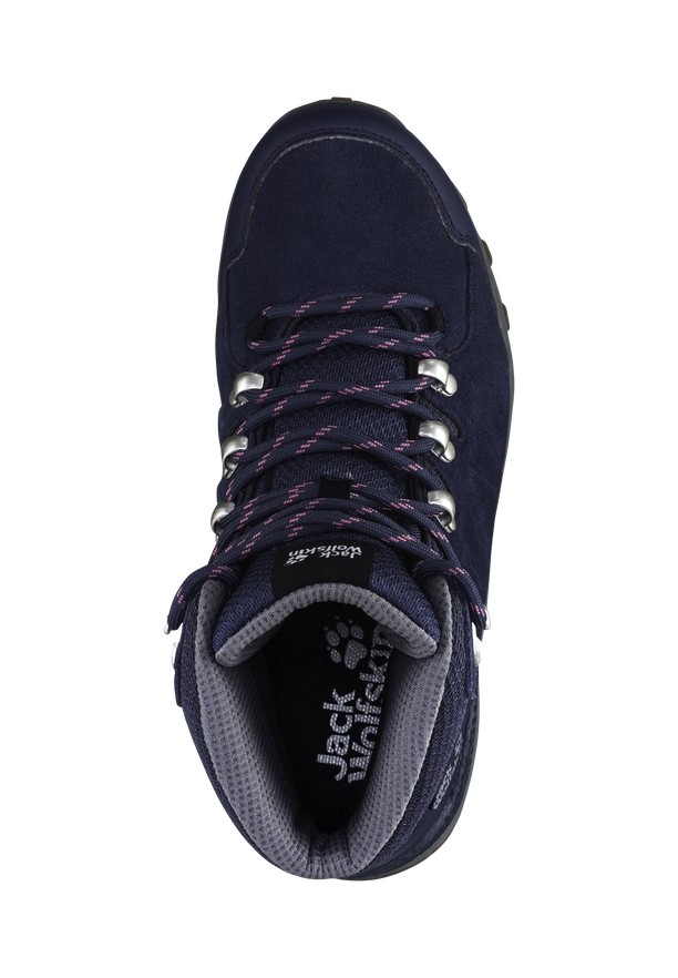 Navy Women Jack Wolfskin Refugio Texapore Mid Hiking Shoes | 18426722