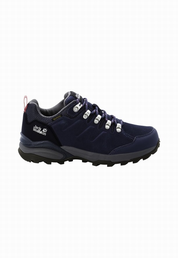 Navy Women Jack Wolfskin Refugio Texapore Low Hiking Shoes | 11706020