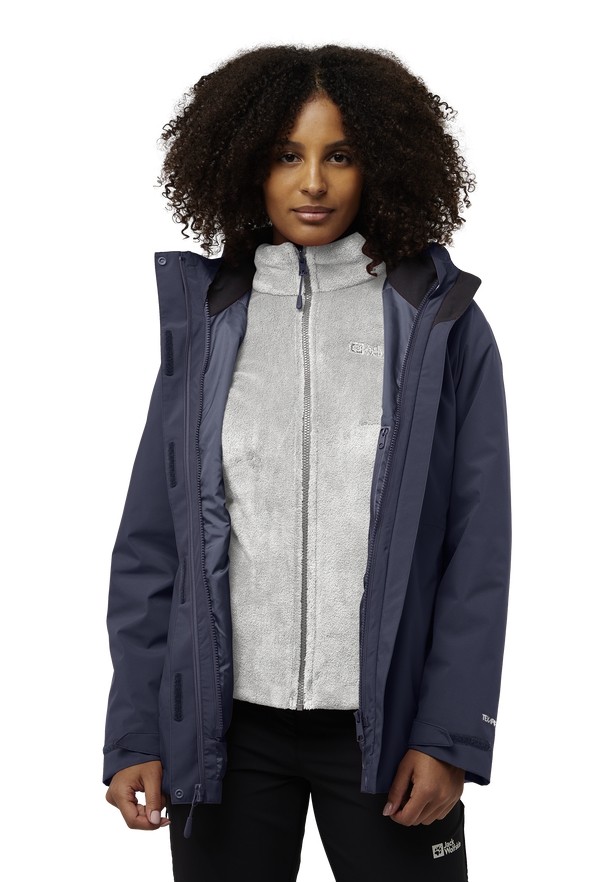 Navy Women Jack Wolfskin Rotwand 3in1 Jackets | 88419231