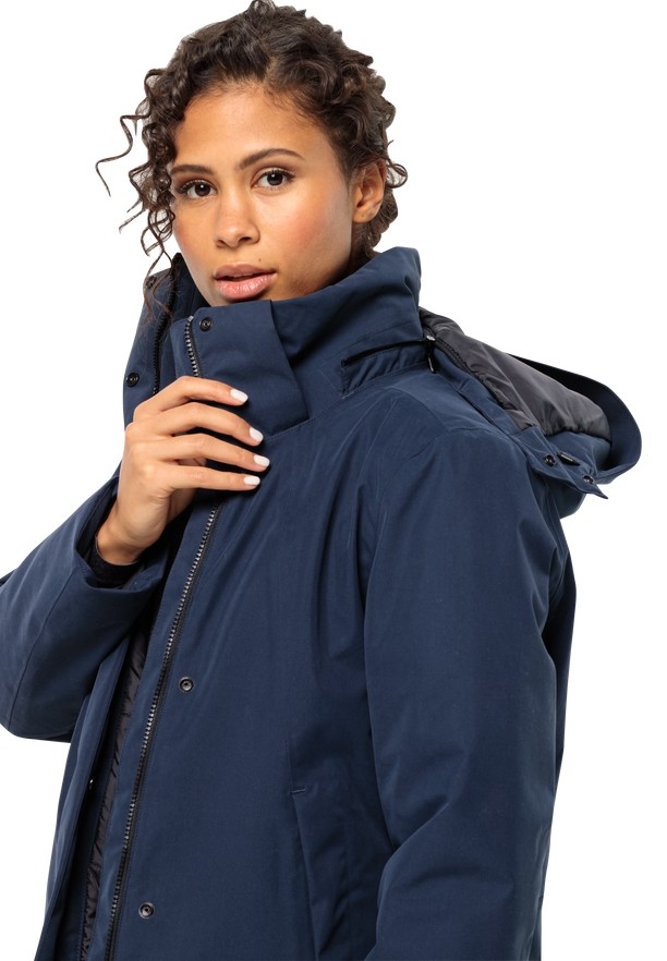 Navy Women Jack Wolfskin Salier Coats | 20331282