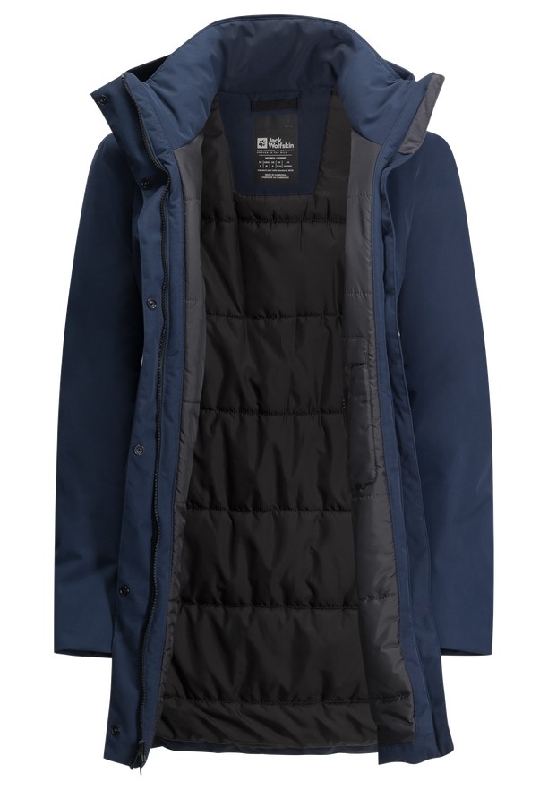 Navy Women Jack Wolfskin Salier Coats | 20331282