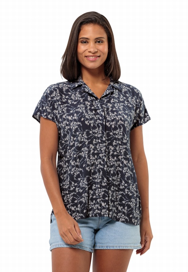 Navy Women Jack Wolfskin Sommerwiese Shirts | 18889453