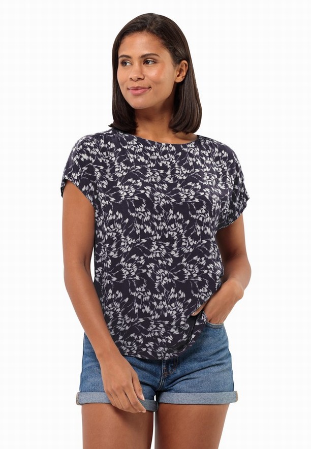 Navy Women Jack Wolfskin Sommerwiese T Shirts | 31133847