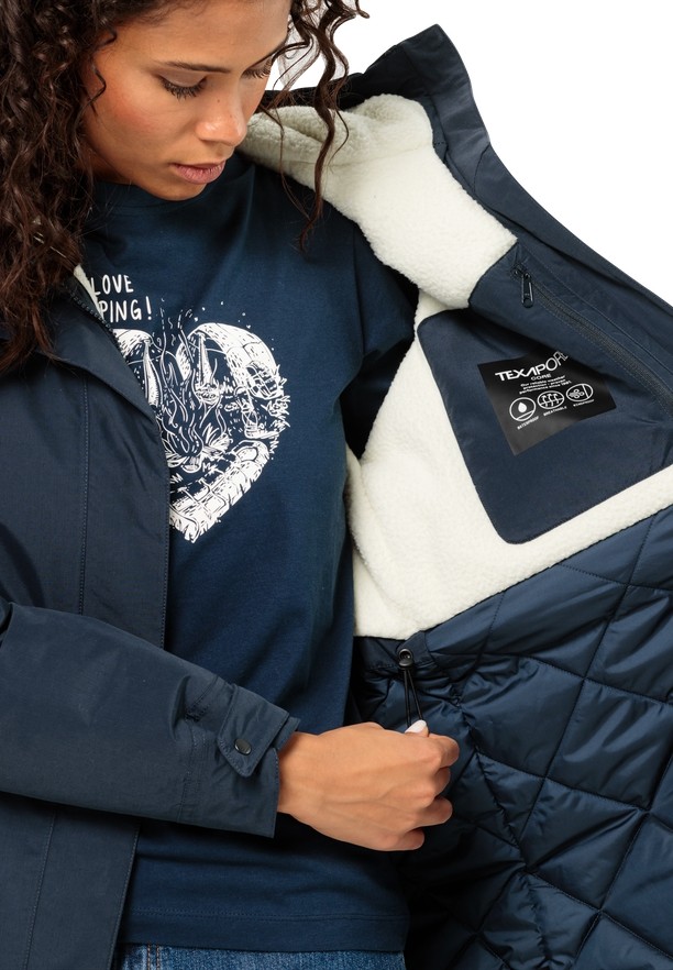Navy Women Jack Wolfskin Talforst Coats | 48481546