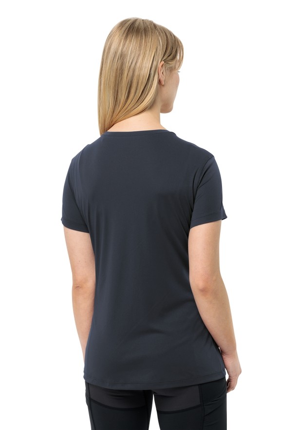 Navy Women Jack Wolfskin Tech T Shirts | 61626358