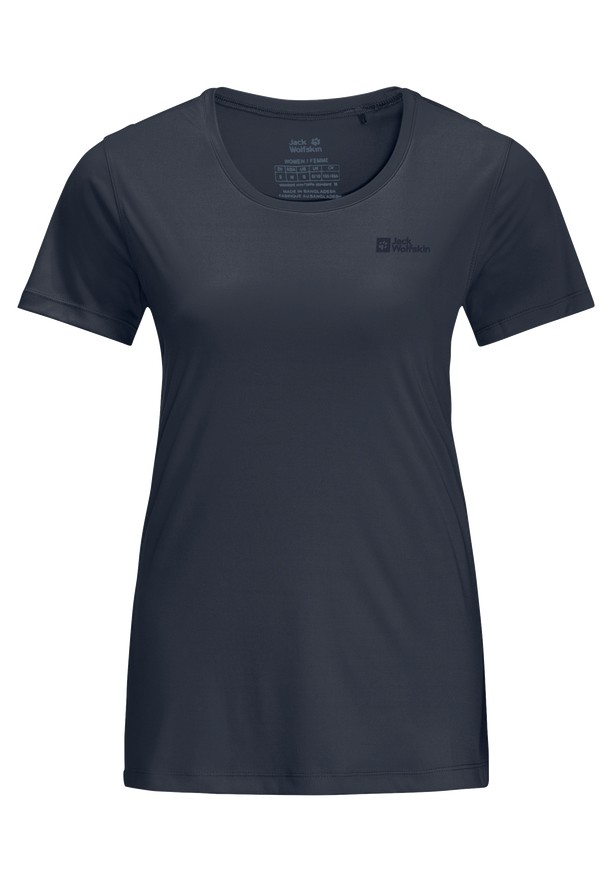 Navy Women Jack Wolfskin Tech T Shirts | 61626358