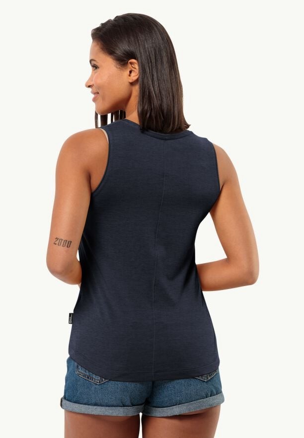 Navy Women Jack Wolfskin Travel Tank Top | 80885709