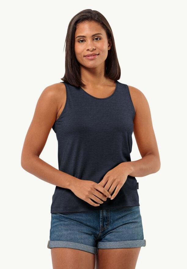 Navy Women Jack Wolfskin Travel Tank Top | 80885709