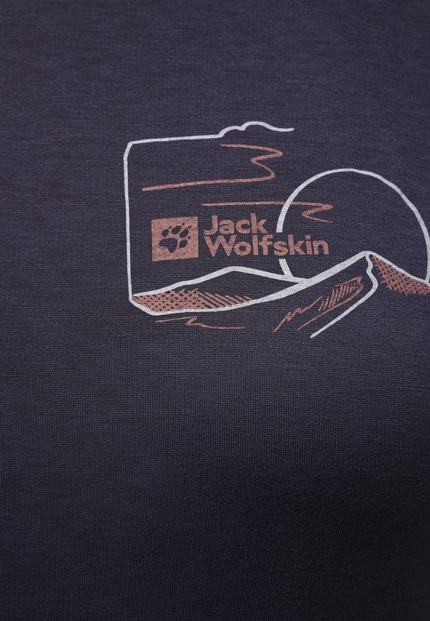 Navy Women Jack Wolfskin Vonnan Graphic T Shirts | 87814238