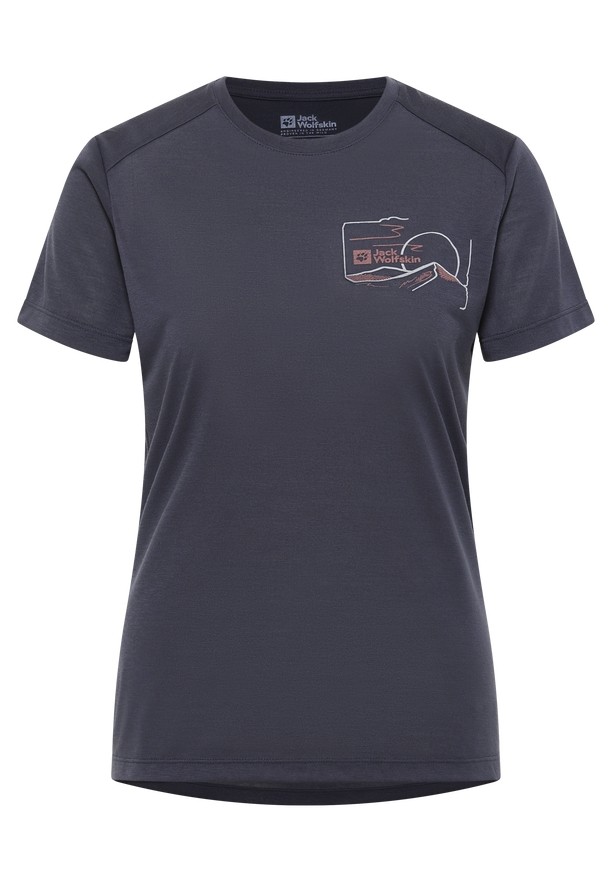 Navy Women Jack Wolfskin Vonnan Graphic T Shirts | 87814238