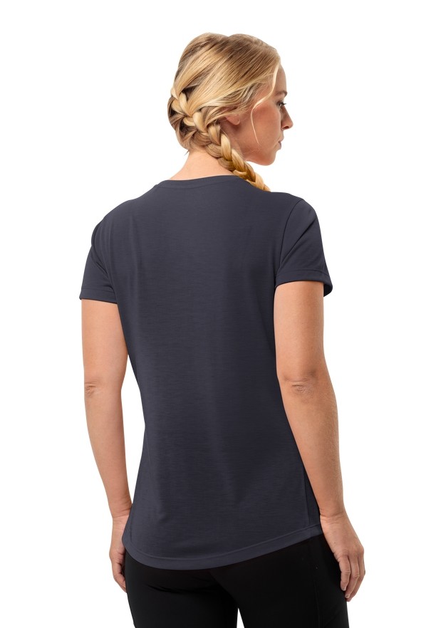Navy Women Jack Wolfskin Vonnan S/s T Shirts | 48751275