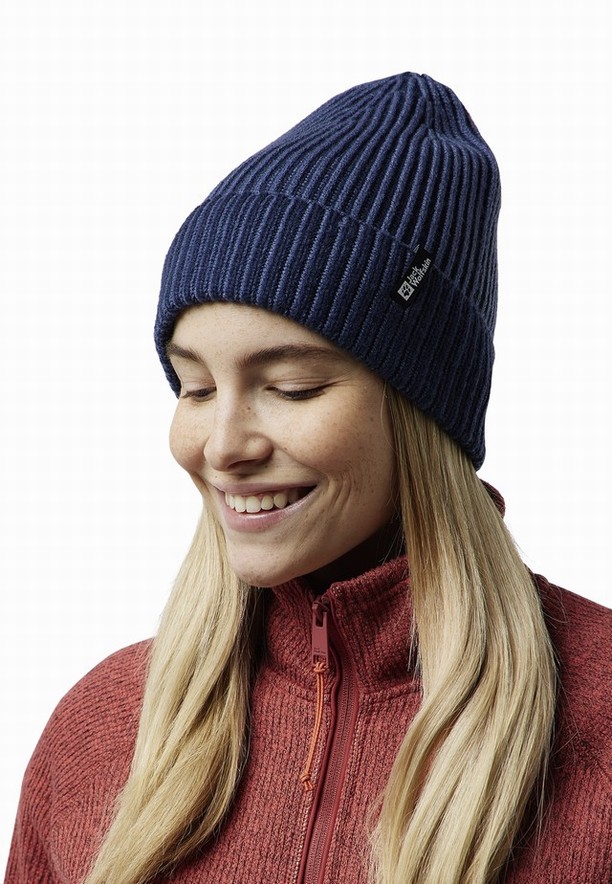 Navy Women Jack Wolfskin Vybrant Beanie | 90247195