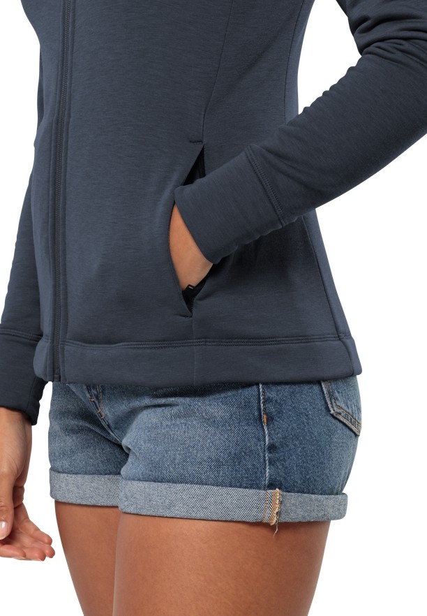Navy Women Jack Wolfskin Waldsee Fleece Jackets | 83388059