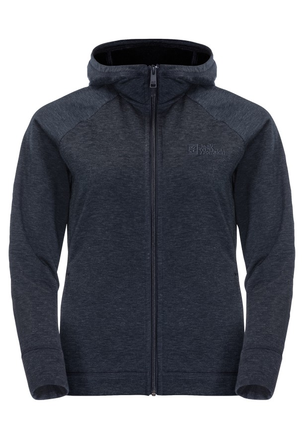 Navy Women Jack Wolfskin Waldsee Hooded Fleece Jackets | 55168956