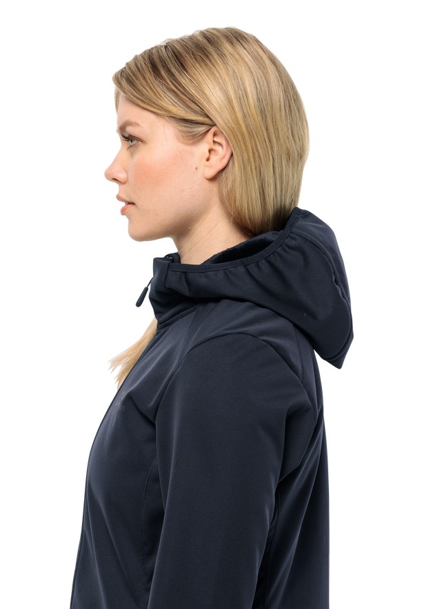 Navy Women Jack Wolfskin Windhain Softshell Jackets | 79132064