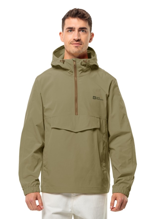 Olive Men Jack Wolfskin Desert Wind Overhead Jackets | 68409336