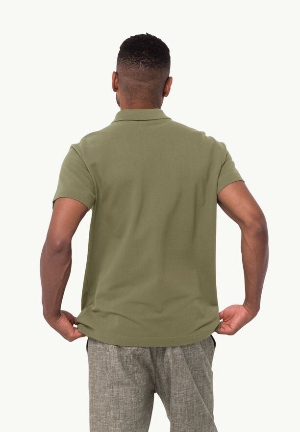 Olive Men Jack Wolfskin Essential Polo Shirts | 29436916
