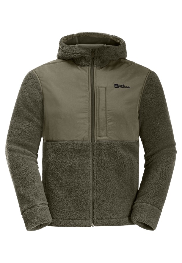 Olive Men Jack Wolfskin Felslicht Hooded Fleece Jackets | 88910688