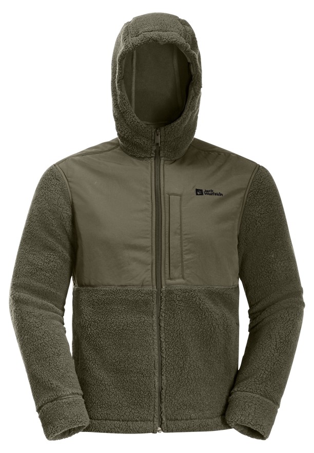 Olive Men Jack Wolfskin Felslicht Hooded Fleece Jackets | 88910688