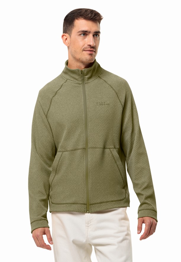 Olive Men Jack Wolfskin Fernweh Fleece Jackets | 48413164