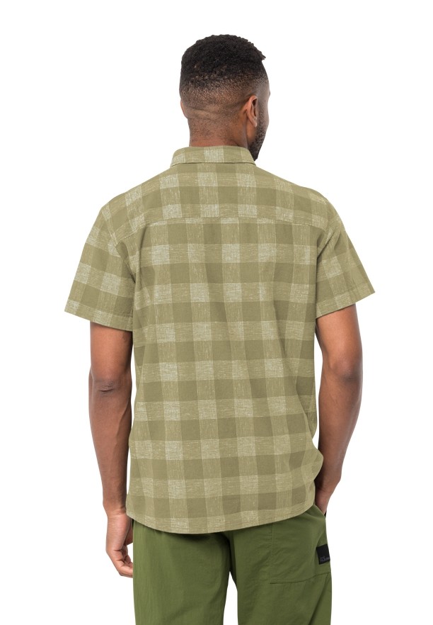 Olive Men Jack Wolfskin Highlands Shirts | 72888456