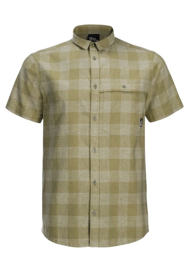 Olive Men Jack Wolfskin Highlands Shirts | 72888456