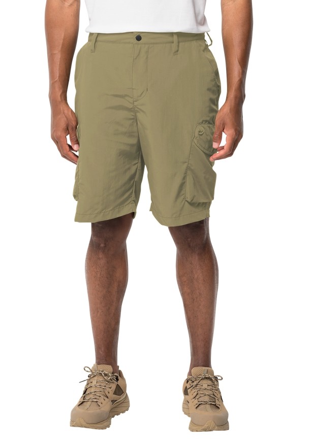 Olive Men Jack Wolfskin Kalahari Cargo Shorts | 21364167