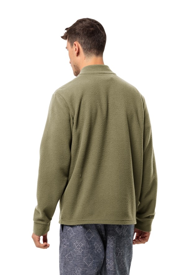 Olive Men Jack Wolfskin Light Curl Fleece Jackets | 18228129