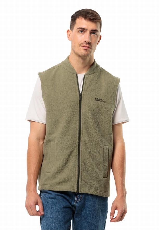 Olive Men Jack Wolfskin Light Curl Vest | 47569582