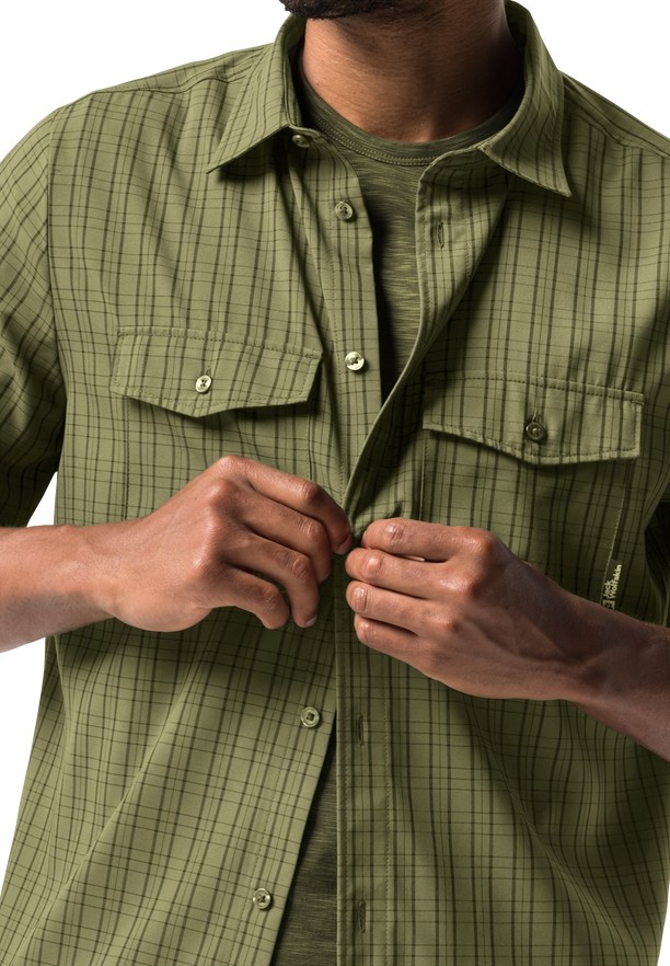 Olive Men Jack Wolfskin Thompson Shirts | 72963934
