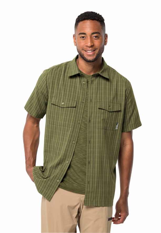 Olive Men Jack Wolfskin Thompson Shirts | 72963934