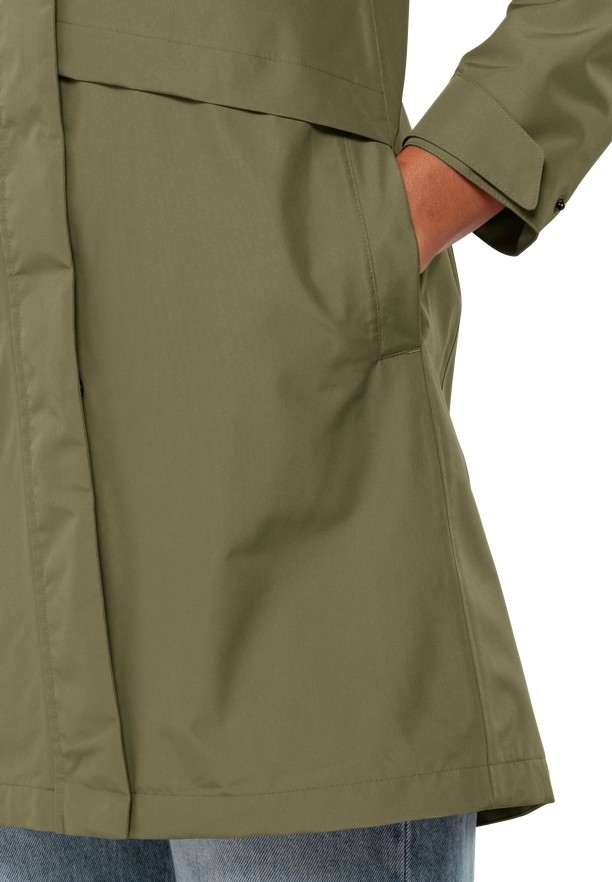 Olive Women Jack Wolfskin Cape West Rain Coats | 51790352