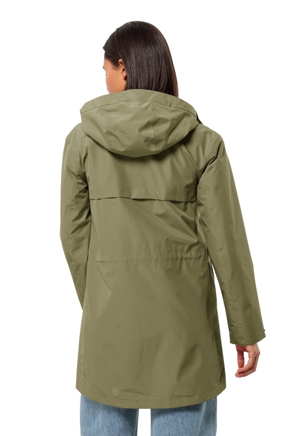Olive Women Jack Wolfskin Cape West Rain Coats | 51790352