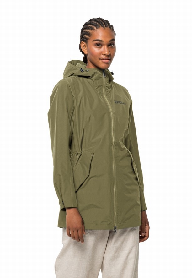 Olive Women Jack Wolfskin Dakar Rain Coats | 67338699