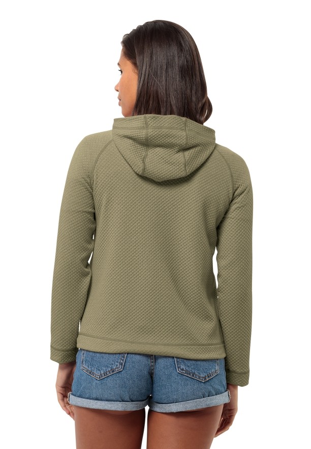 Olive Women Jack Wolfskin Fernweh Hooded Fleece Jackets | 19142454